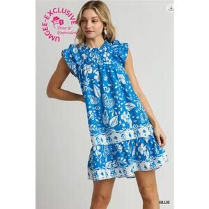Umgee - Copyright Print Two-Tone Floral Paisley Print Dress - Large